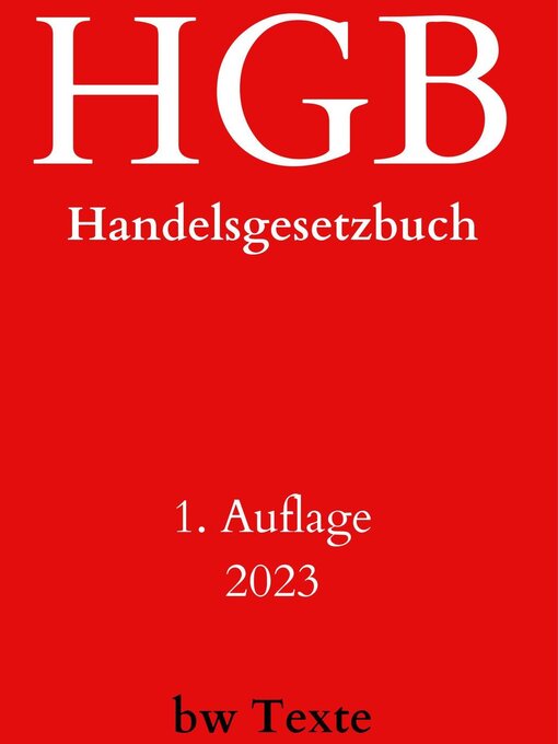 Title details for HGB-Handelsgesetzbuch by bw Texte - Available